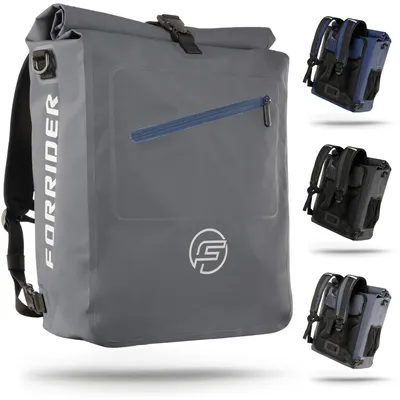 Produktbild von Forrider 3in1 Fahrradtasche - Gepäckträgertasche auch als Rucksack geeignet! - grau