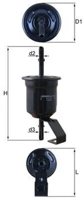 Produktbild von Kraftstofffilter MAHLE KL 1161 für TOYOTA HILUX III Pick-up (TGN1, GGN2, GGN1, KUN2, KUN1) Leitungsfilter