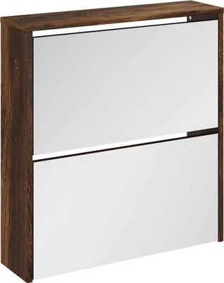 Produktbild von vidaXL Schuhschrank mit Spiegel 2 Fächer Räuchereiche 63x17x67 cm