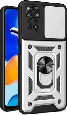 Produktbild von Redmi Note 11 Pro Hülle mit Ring Ständer Halter Dia Kameraschutz TPU Bumper Silikon Schutzhülle für Samsung Redmi Note 11 Pro / Note 11 Pro 5G Silber