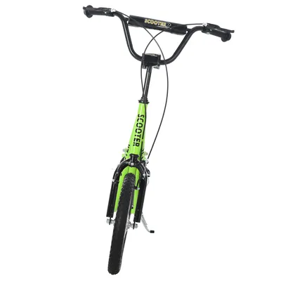 Obrázok produktu pre Detská kolobežka 371-021YG, detský kickboard s pneumatikami a ručnou brzdou, pre deti od 5 rokov, zelená, 139 x 58 x 90-96 cm