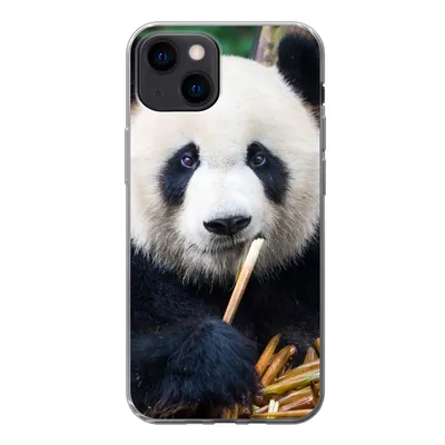 Produktbild von MuchoWow® Handyhülle Schutzhülle Hülle für iPhone 13 mini Panda - Bambus - Natur Silikon Softcase Handy Hülle - Softcase