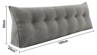 Produktbild von Langes Rückenkissen - Keilkissen 180 cm - Dreieckige Bett- und Sofa-Rückenstütze - Memory-Komfort - Baumwollfüllung - Abnehmbarer waschbarer Bezug