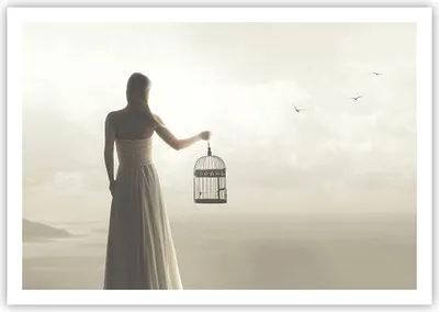 Produktbild von Poster - Poster ohne Rahmen - Frau Käfig Vogel - 100x70 cm - Wand Bild - Wanddeko - Wandbilder - Kunstposter - Wandposter - Bilder - Kunstdruck - Wanddekoration - Wandbild - P2XAA100x70-4787