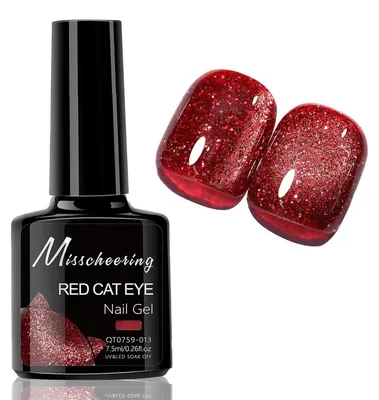 Obrázek produktu pro UV lak na nehty Cat Eye, třpytivý, červený, 9D holografický, gelový lak na nehty, 7,5 ml