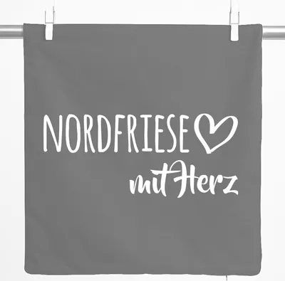 Produktbild von Huuraa Kissenbezug Nordfriese mit Herz 40x40cm Steel Grey Baumwolle Dekokissenbezug Geschenkidee