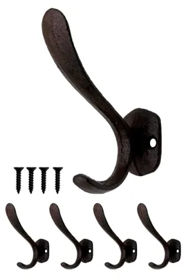 Produktbild von 4er Set Wandhaken aus Gusseisen, rustikales Design, schwarz