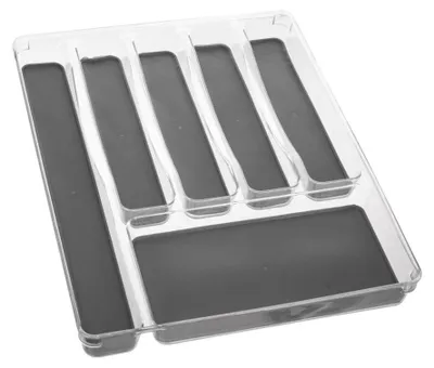 Image de 5five Simply Smart Range-couverts Tidy Smart avec 6 compartiments, plastique PET, TPE, gris, 40 x 32 cm, 146501
