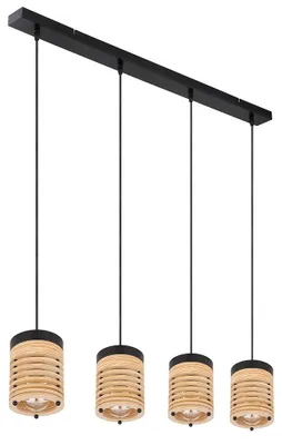 Produktbild von Hängelampe, Metall, MDF, braun, 4 Flammig, H 120 cm