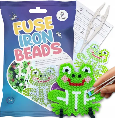 Produktbild von La Manuli Bügelperlenplatte Frosch mit Vorlage & Gratisperlen, transparent, Zubehör ab 5 Jahren