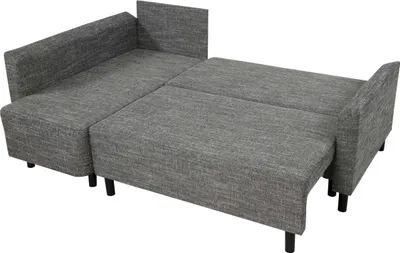 A gray sectional sofa is shown from a slightly elevated, diagonal angle against a white background. The sofa appears to be in a partially extended or configured state, possibly indicating a sofa bed or modular design.
