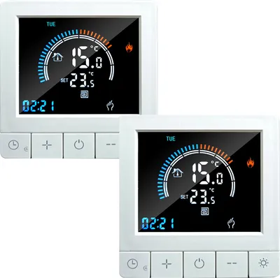 Obrázok produktu pre 2X programovateľný digitálny termostat s detskou poistkou, izbový termostat LCD NTC snímač, 3A ohrev vody, teplá podlaha, podlahové vykurovanie pod omietku, nástenný termostat vnútorný teplomer, biely