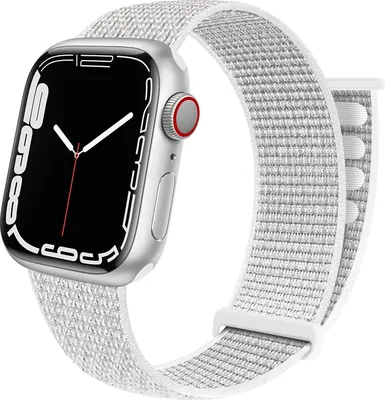 Produktbild von Strap-it Nylon-Schlaufenarmband passend für Apple Watch Serie 1/2/3/4/5/6/7/8/9/10/11/SE - Weiß - Größe: 38/40/41/42mm