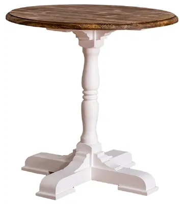Immagine prodotto di Casa Padrino tavolo da pranzo in stile country bianco / marrone Ø 78 x h. 78 cm - Tavolo da cucina rotondo in stile country