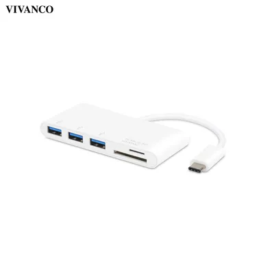 Produktbild von ViVanco™34295, MMC, MicroSD (TransFlash), SD, Weiß, 5000 Mbit/s, USB 3.2 Gen 1 (3.1 Gen 1) Type-C, 900 mA, 0,1 m