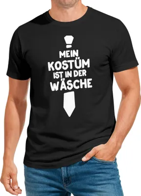 Produktbild von Herren T-Shirt Mein Kostüm ist in der Wäsche Fasching Karneval Last Minute Kostüm Verkleidung Faschingsshirt Fun-Shirt Moonworks®