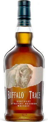 A bottle of Buffalo Trace Kentucky Straight Bourbon Whiskey.