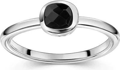 Produktbild von MATERIA by Matthias Wagner Onyx Ring Silber 925 quadratischer Stein schwarz in Schmucketui SR-12