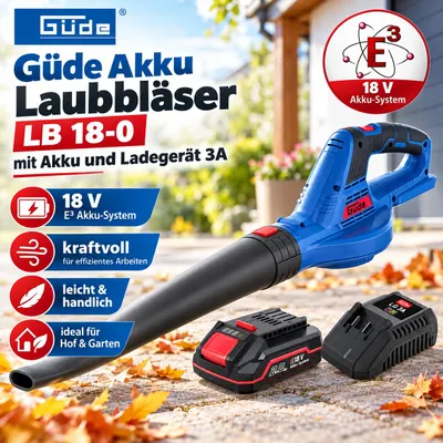 Produktbild von Güde Akku Laubbläser LB 18-0 mit Akku 2 Ah und Ladegerät 3A