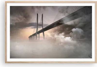 Produktbild von Gerahmtes Poster - Rahmen in heller Eiche - Brücke Nebel Wasser - 91,5x61 cm - Wand Bild - Wanddeko - Wandbilder - Wandposter - Bilderrahmen - Bilder - Kunstdruck - Wandbild - P2NAA91x61-3525