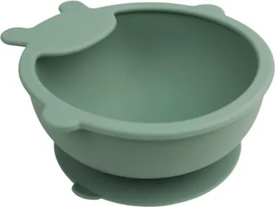 Image de Bol Bébé Ventouse Silicone, Antidérapant, Incassable, Vert Cactus, Thermobaby