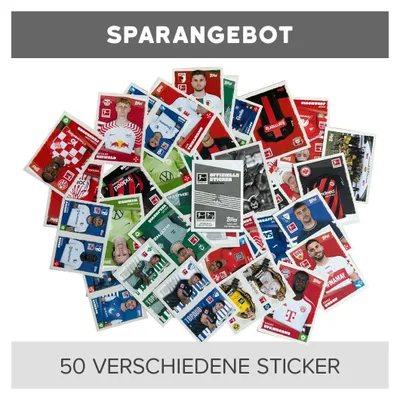Produktbild von Topps Bundesliga Sammelsticker 2023/24 - 50 verschiedene Sticker (zufällige Auswahl)