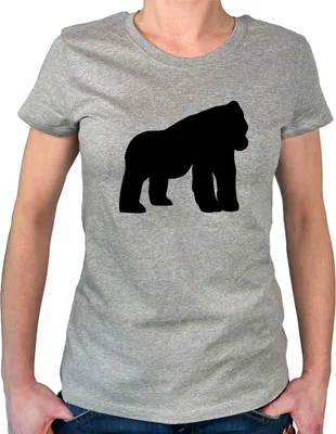 Produktbild von Huuraa Damen T-Shirt Gorilla Silhouette XS Sport Grey Bio Baumwolle Fairtrade Damenshirt Geschenkidee