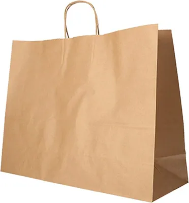 Produktbild von 25 Tragetaschen, Papier 27 cm x 32 cm x 21,5 cm braun mit gedrehtem Tragegriff