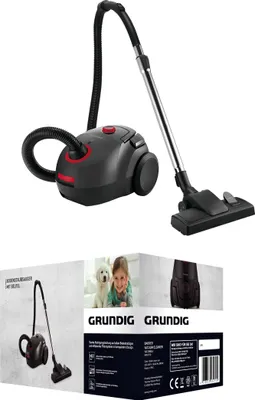 Produktbild von GRUNDIG VCC 3850 A: Effizienter Bodenstaubsauger mit Beutel in Schwarz/Rot