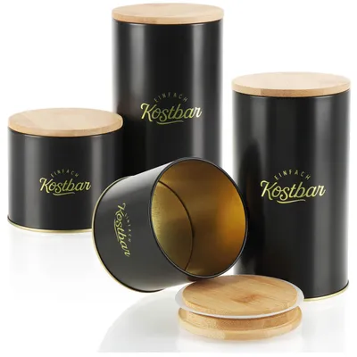 Produktbild von com-four® 4-teiliges Vorratdosen-Set mit Bambus-Deckel - Aufbewahrungsbox