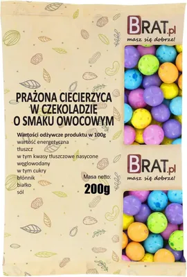 Zdjęcie produktu dla Prażona ciecierzyca w czekoladzie o smaku owocowym 200g