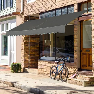 Produktbild von svěrná markýza 300 x 180 cm, balkonová markýza bez vrtání, výškově nastavitelná markýza s ruční klikou, protisluneční markýza na terasu, balkon, verandu (šedá)