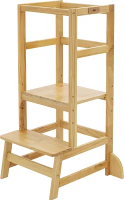 Produktbild von Joyz Lernturm für Kinder ab 1 Jahr, Natur, Kinderstuhl aus Holz, Lerntower mit Schutzstab, Montessori Küchenhelfer und Learning Tower