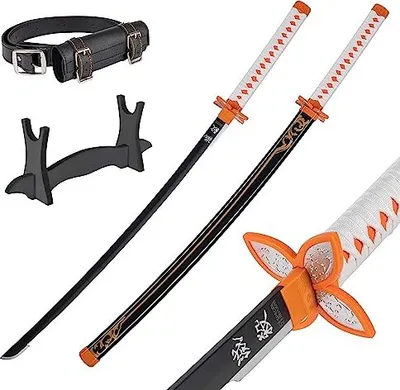 Image de Bambou Anime Katana Cosplay Epée, Katana Inspiré Demon Slayer Epée 105cm / 41 pouces Hashira Pillars & Protagonist Katana | JT10658BK