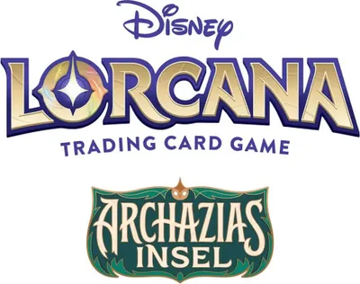 Logos for Disney Lorcana Trading Card Game and Archazias Insel.