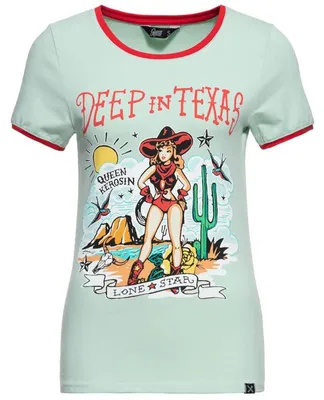 Produktbild von Queen Kerosin Ringer T-Shirt - Deep In Texas Mint XL