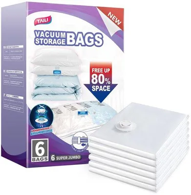 Produktbild von Kleiderbeutel-Set, 6er, für Kleidung, beutelbare, aufhängbare, 110x70cm, komprimierte Beutel für Bettwäsche