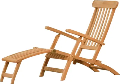 Produktbild von Teak Deckchair Europa als wetterfester Liegestuhl und Gartenliege verstellbarer Teakholz Relaxsessel mit Fußablage