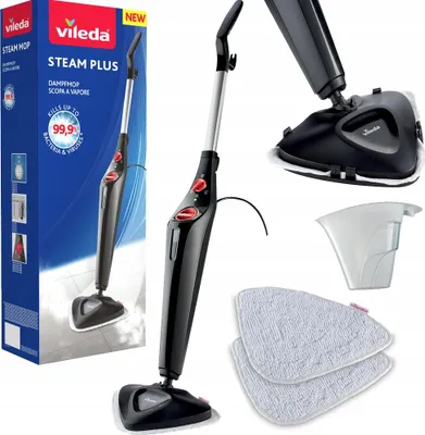 Produktbild von Vileda Dampfmopp Steam Plus 1550W Schnelles Aufheizen Chemiefrei 400Ml
