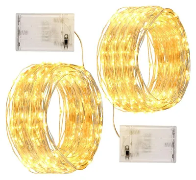 LED-Lichterkette 24 m 240 Warmweiß 2er-Pack batteriebetrieben