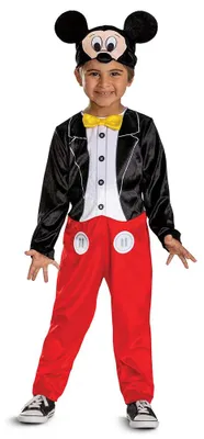 Produktbild von Disguise Disney Mickey Mouse Kostüm für Kinder, Classic Disney Verkleidung 3–4 Jahre, Maskenkostüm, Kind, Uni, Halloween, Mickey Maus, Schwarz, Rot