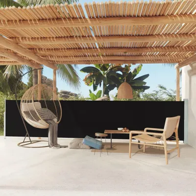 Image de vidaXL Marquise latérale extensible 117x600 cm Noir