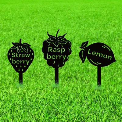 Immagine prodotto di Omgoods - Set di 3 decorazioni in metallo per giardino, con motivo a frutta