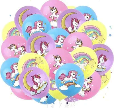Produktbild von Unicornen-Latexballons 48er-Pack – Bunte Cartoonballons für Kindergeburtstag und Themenfest – Dekoration
