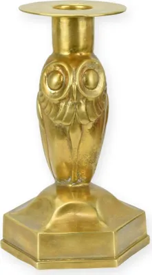 Produktbild von Kerzenleuchter Eule aus Bronze im Art-Deco-Stil Replikat Retro Design Dekoration