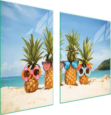 Productafbeelding van Glazen snijplank en serveerplank, 100x52 cm, met ananasmotief