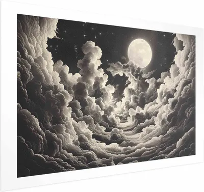 Produktbild von Posterpapier Poster - Moon and Stars Singing Among the Great Clouds 30x21 cm Muster b-H-10059-ao-a