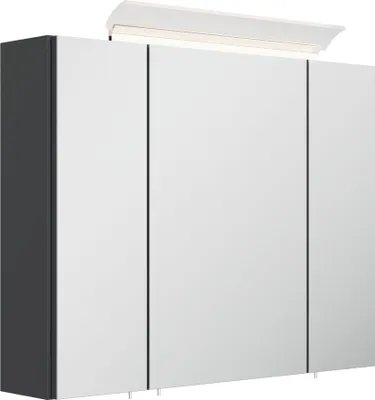 Produktbild von Spiegelschrank 90cm inkl. Design LED-Lampe und Glasböden weiss hochglanz