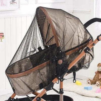 Produktbild von Kinderwagenmuggennetz - extra groß, dicht und bedruckt, großes Netz in verschiedenen Farben, für draußen geeignet, schwarz.