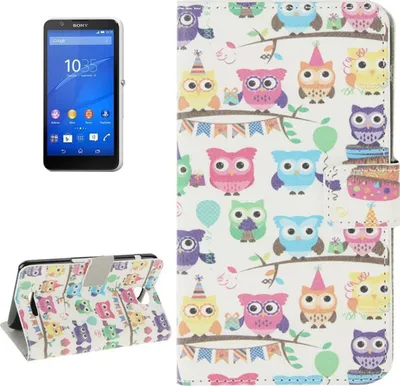Produktbild von Handyhülle Tasche für Handy Sony Xperia E4 Bunte Eulen Party